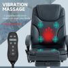 6 Point Vibration Massage Office Chair, PU Leather Heated Reclining Computer Chair with Footrest, Grey