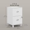 2-Drawer Small Filing Cabinet Lockable Home Office Storage Cabinet with Adjustable Hanging Bars for A4 Letter White