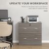 2 Drawer File Cabinet with Lock, Office Filing Cabinet, Hanging Bar for Letter Size, Home Office, Grey