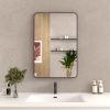 24x36 In. Aluminum Framed Rounded Rectangle Bathroom Wall Mirror, Oil Rubbed Bronze Bathroom Vanity Mirror Farmhouse, Anti-Rust