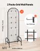 2 Packs Grid Wall Panels, 1.9 x 5.4 ft Wire Grid Panels Display Rack, Movable Art Display Shelf with Wheels and 20 Hooks