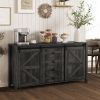 HOMCOM 60" Buffet Cabinet, Farmhouse Sideboard with Sliding Barn Doors, Drawers and Adjustable Shelves, Distressed Dark Gray