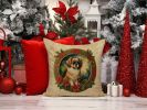 Tibetan Spaniel Christmas Flowers Throw Pillow Machine Washable, Indoor Outdoor Decorative Pillow for Couch, Bed or Patio, 18Hx18W