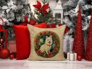 Japanese Spitz Christmas Flowers Throw Pillow Machine Washable, Indoor Outdoor Decorative Pillow for Couch, Bed or Patio, 18Hx18W