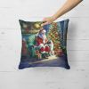 Keeshond and Santa Claus Throw Pillow Machine Washable, Indoor Outdoor Decorative Pillow for Couch, Bed or Patio, 18Hx18W
