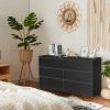 FCH 6 Drawer Double Dresser for Bedroom, Wide Storage Cabinet for Living Room Home Entryway, Black