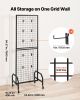 Grid Wall Panel, 1.9 x 5.4 ft Wire Grid Panels Display Rack, Movable Art Display Shelf with Wheels and 10 Hooks