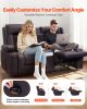 VEVOR Loveseat Recliner Sofa, Manual Reclining Couch with Center Console, PU Faux Leather Recliner Sofa with USB Ports, Cup Holders and Storage Bags