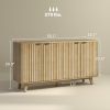 HOMCOM Fluted Sideboard Buffet Cabinet, 55" Coffee Bar Cabinet with 4 Doors, 2 Adjustable Shelves, 5 Wood Legs, Nature Wood