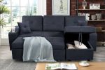 Right-facing sectional sofa with footrest, convertible corner sofa with armrest storage, living room and apartment sectional sofa
