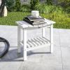 Outsunny 2-Tier Shower Bench, HDPE Weather Resistant Outdoor Side Table with Non-Slip Pads, Handles for Patio, Pool, White
