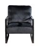 Mid Century Modern Accent Chair with Square Metal Frame and Plush Velvet Upholstery, Durable Armchair for Living Room, Bedroom, Home Office - Black