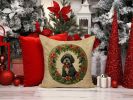Portuguese Water Dog Christmas Flowers Throw Pillow Machine Washable, Indoor Outdoor Decorative Pillow for Couch, Bed or Patio, 18Hx18W