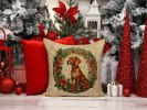 Vizsla Christmas Flowers Throw Pillow Machine Washable, Indoor Outdoor Decorative Pillow for Couch, Bed or Patio, 18Hx18W