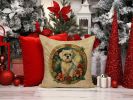 Maltese Christmas Flowers Throw Pillow Machine Washable, Indoor Outdoor Decorative Pillow for Couch, Bed or Patio, 18Hx18W