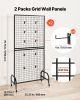 2 Packs Grid Wall Panels, 2.9 x 5.9 ft Wire Grid Panels Display Rack, Movable Art Display Shelf with Wheels and 10 Hooks