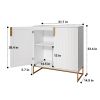 Accent Wood Grain Cabinet with 2 Doors, Storage Cabinet Sideboard with Gold Metal Legs for Living Room,Entryway and Kitchen Dining Room, White