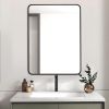 24x32 Inch Black Metal Framed Rectangular Bathrrom Mirror for Wall.(W2203135016)