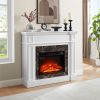Electric Fireplace with Mantel, Fireplace Mantel, Fireplace Heater Freestanding, Realistic Stacked Stone Surround with Remote Control Timer LED Flame