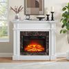 Electric Fireplace with Mantel, Fireplace Mantel, Fireplace Heater Freestanding, Realistic Stacked Stone Surround with Remote Control Timer LED Flame