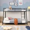 Metal Floor Bunk Bed, Twin over Full, Black
