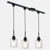 3-Lights H-Type Track Light, Dimmable Track Mount Pendant Lighting Fixtures with Seeded Glass Shade, track include.