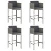 Bar Stool Set of 4 Grey Poly Rattan