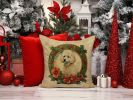 Poodle Christmas Flowers Throw Pillow Machine Washable, Indoor Outdoor Decorative Pillow for Couch, Bed or Patio, 18Hx18W