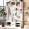 U-Can 57'' Hall Tree with 6 Hooks, Coat Hanger, Entryway Bench, 3-in-1 Design, A Spacious Drawer for Entrance, Living Room