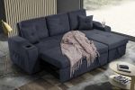 Right-facing sectional sofa with footrest, convertible corner sofa with armrest storage, living room and apartment sectional sofa
