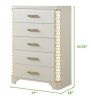 5-Drawer Chest with side LED Lightning made with Wood in Beige