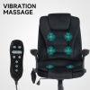 6 Point Vibrating Massage Office Chair High Back Executive Chair with Reclining Back, Swivel Wheels, Black