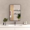 24x36 In. Aluminum Framed Rounded Rectangle Bathroom Wall Mirror, Oil Rubbed Bronze Bathroom Vanity Mirror Farmhouse, Anti-Rust