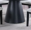 1pc Round Table Unique Cone-Shaped Base Black Color Wooden Casual Modern Dining Room Table Only