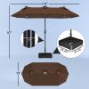 Double-sided Outdoor Patio Umbrella with Solar Lights and Base, Dining Table Umbrella Push Button Tilt, Coffee