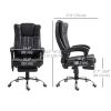 Office Chair 6-point Vibration Massage Chair Micro Fiber Recliner with Retractable Footrest Black
