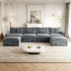 Corduroy Fabric 4-Seater Comfy Cloud Couch with 2 Movable Footrest for Living Room,Oversized Deep Seat U-Shaped Couch Set