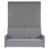 Queen Size Murphy Bed Wall Bed with Cushion,Gray