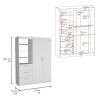 Kenya 3 Drawers Armoire, Double Door, 3-Tier Shelf -White