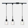 3-Lights H-Type Track Light, Dimmable Track Mount Pendant Lighting Fixtures with Seeded Glass Shade, track include.
