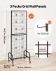 3 Packs Grid Wall Panels, 1.9 x 5.4 ft Wire Grid Panels Display Rack, Movable Art Display Shelf with Wheels and 30 Hooks