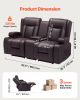 VEVOR Loveseat Recliner Sofa, Manual Reclining Couch with Center Console, PU Faux Leather Recliner Sofa with USB Ports, Cup Holders and Storage Bags