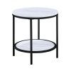 3pc Modern Cocktail Set 1x Round Coffee Table and 2x End Table Black Finish Living Room Wooden Furniture