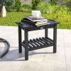 Outsunny 2-Tier Shower Bench, HDPE Weather Resistant Outdoor Side Table with Non-Slip Pads, Handles for Patio, Pool, Black