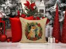 Shiba Inu Christmas Flowers Throw Pillow Machine Washable, Indoor Outdoor Decorative Pillow for Couch, Bed or Patio, 18Hx18W