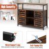 Buffet Cabinet Industrial Sideboard Storage Cabinet with Slatted Door and 3 Adjustable Shelves