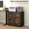 2 Drawer File Cabinet with Lock, Office Filing Cabinet, Hanging Bar for Letter Size, Home Office, Rustic Brown