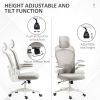 Office Chair, Mesh Computer Desk Chair with Adjustable Headrest, 4D Lumbar Support, Flip-up Arm, Grey