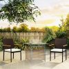 Stackable Patio Wicker Dining Chair Set of 2 with Cushions, Backrest, Armrests for Deck, Garden, Cream White