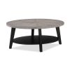Contemporary Gray 3-Piece Cocktail Set Oval Coffee Table and Two Matching Round End Tables Living Room Wooden Furniture Retro